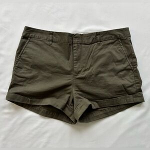 Forever21 shorts with cuff hem; khaki green (size 28)